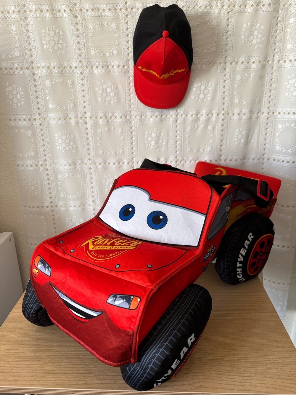 Spirit Halloween Disney Cars Toddler Lightning McQueen 3D Ride-Along Costume - Picture 1 of 16